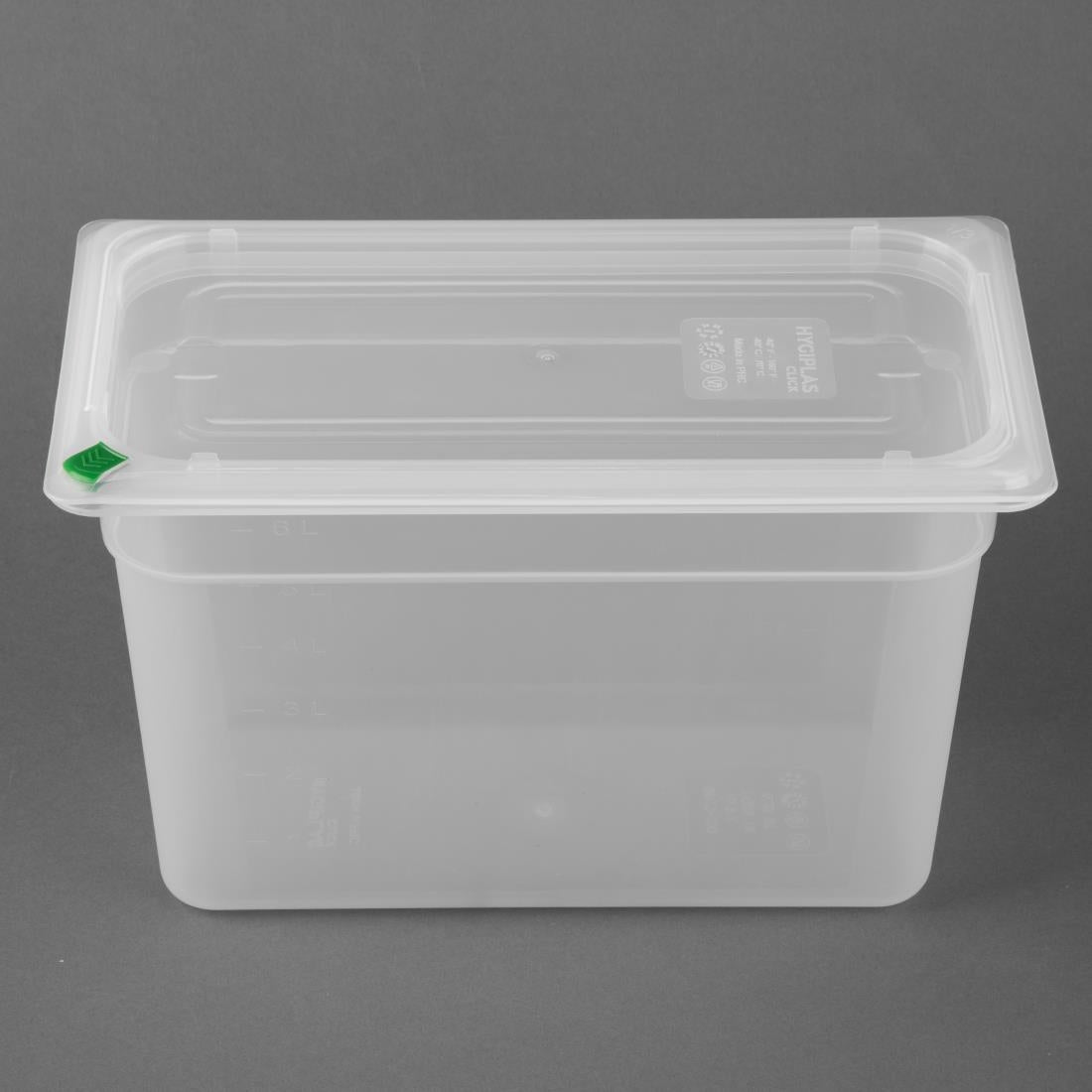 Hygiplas Click PP 1/3 GN Container with Lid & 7 Colour Clips 200mm 6.9Ltr (4 Pack) - FZ094