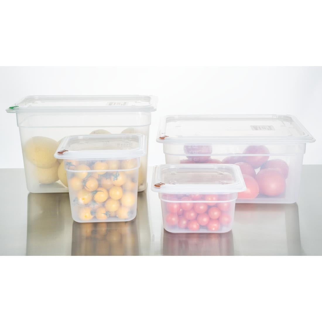 Hygiplas Click PP 1/4 GN Container with Lid & 7 Colour Clips 100mm 2.5Ltr (4 Pack) - FZ095