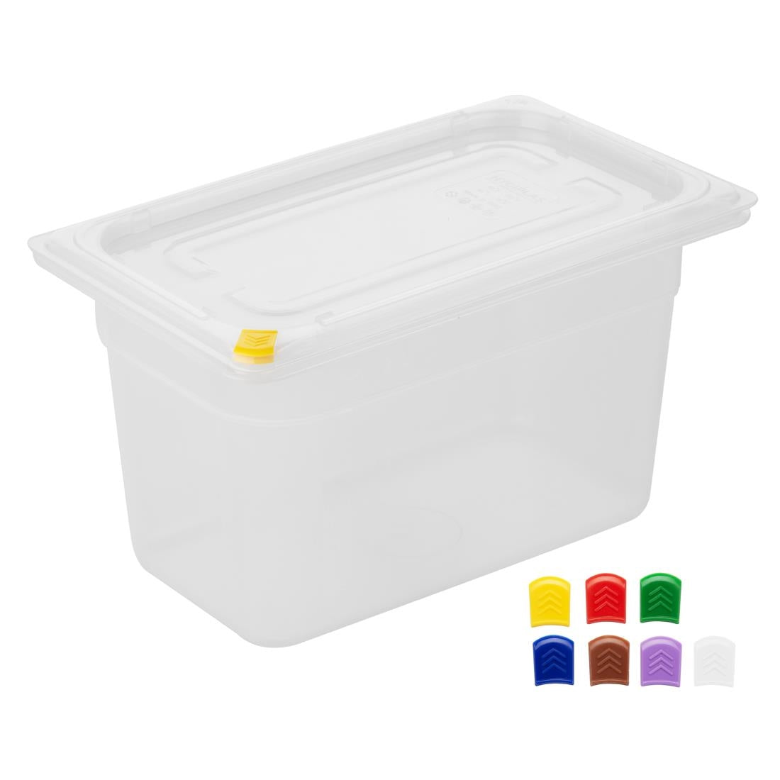 Hygiplas Click PP 1/4 GN Container with Lid & 7 Colour Clips 150mm 3.7Ltr (4 Pack) - FZ096