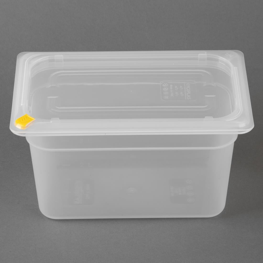 Hygiplas Click PP 1/4 GN Container with Lid & 7 Colour Clips 150mm 3.7Ltr (4 Pack) - FZ096