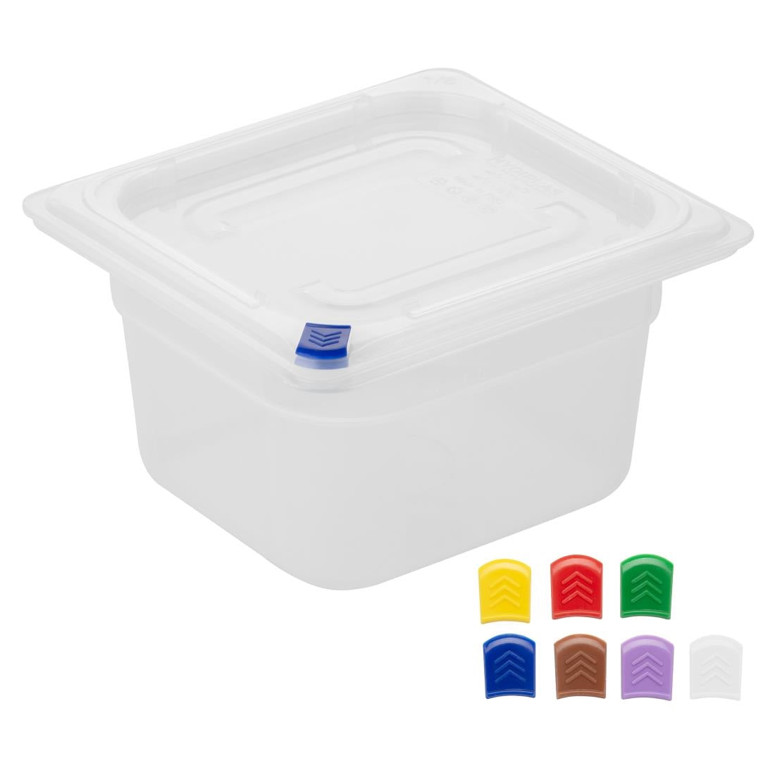 Hygiplas Click PP 1/6 GN Container with Lid & 7 Colour Clips 100mm 1.5Ltr (4 Pack) - FZ097