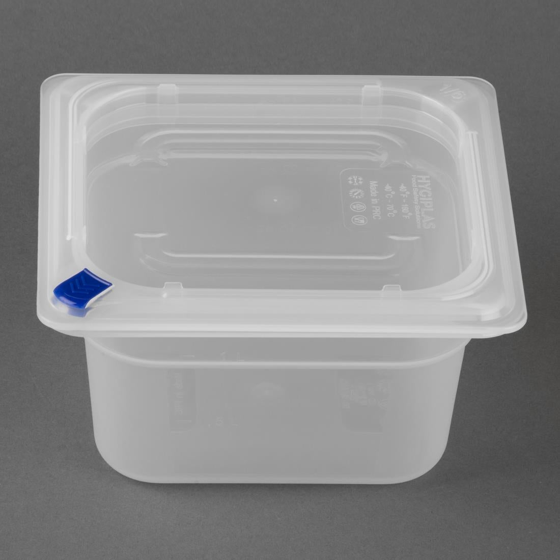 Hygiplas Click PP 1/6 GN Container with Lid & 7 Colour Clips 100mm 1.5Ltr (4 Pack) - FZ097