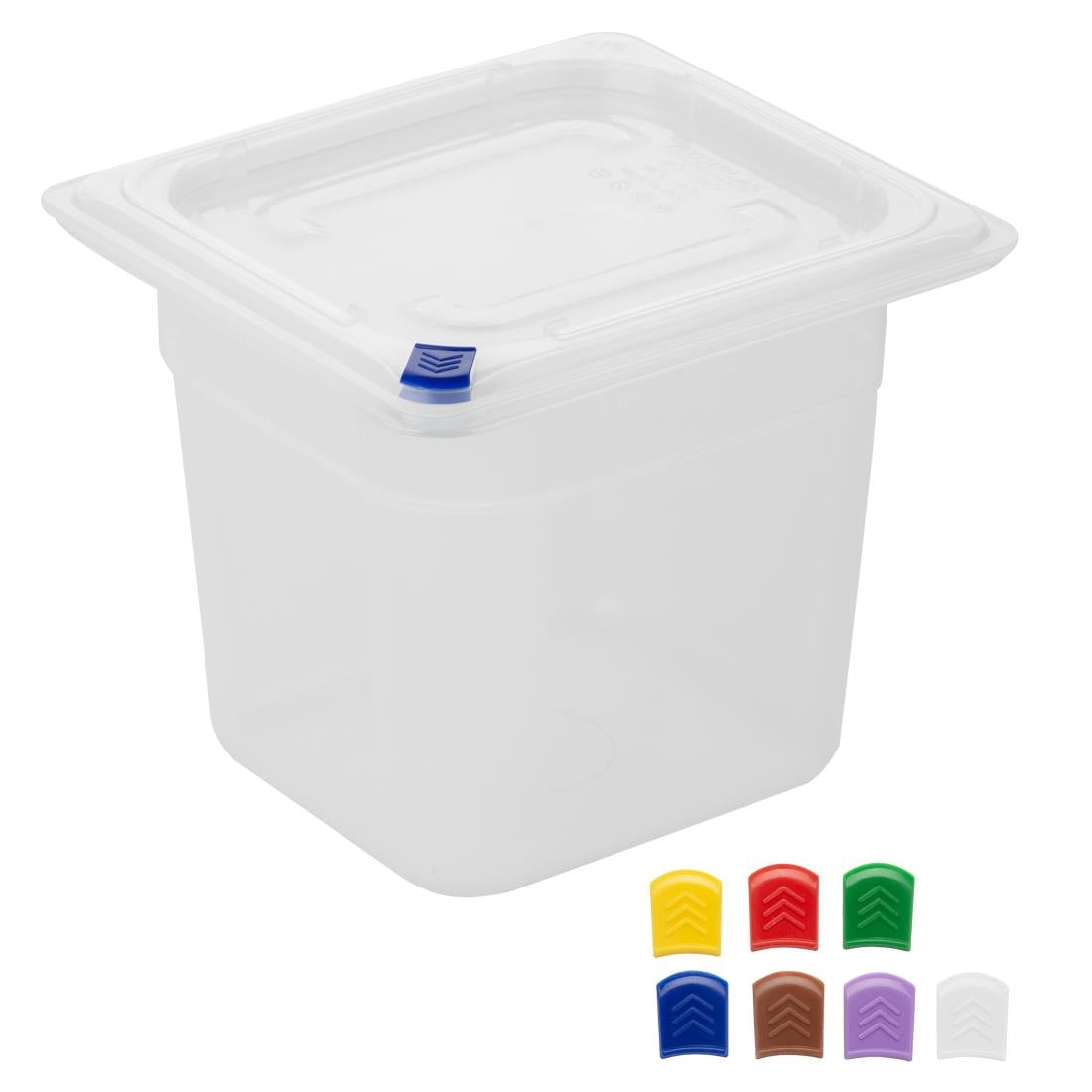 Hygiplas Click PP 1/6 GN Container with Lid & 7 Colour Clips 150mm 2.2Ltr (4 Pack) - FZ098