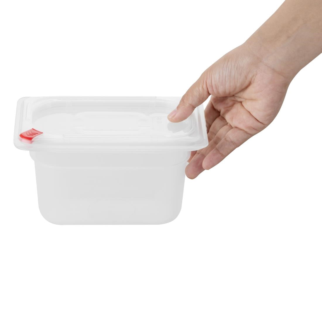 Hygiplas Click PP 1/9 GN Container with Lid & 7 Colour Clips 100mm 0.85Ltr (4 Pack) - FZ099