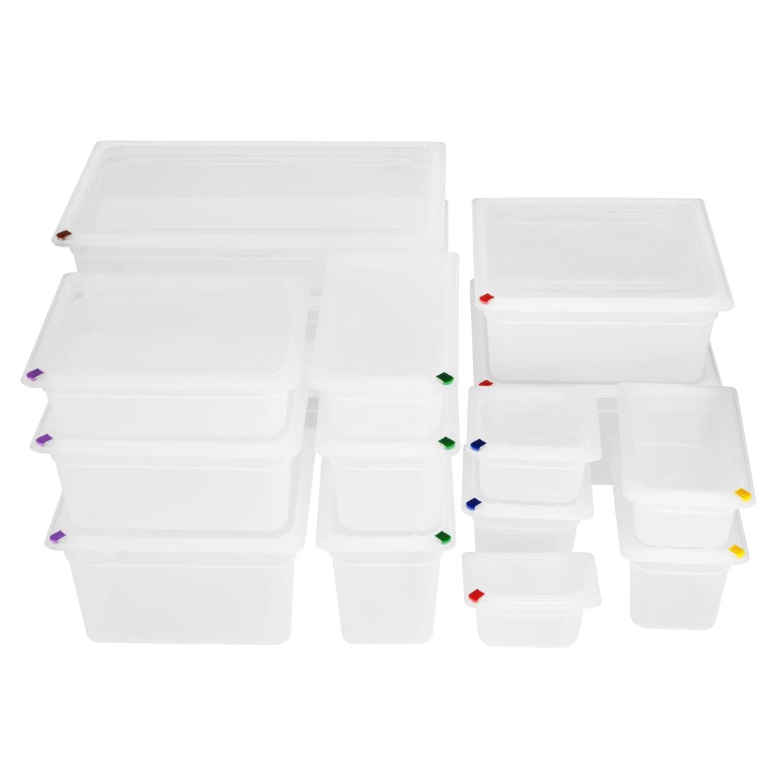 Hygiplas Click PP 1/9 GN Container with Lid & 7 Colour Clips 100mm 0.85Ltr (4 Pack) - FZ099
