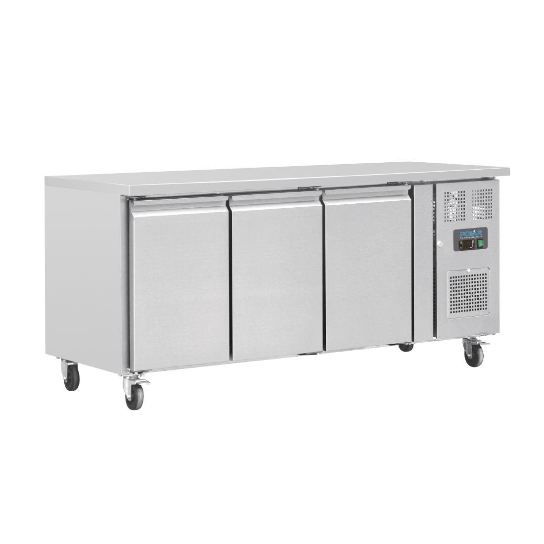 Polar U-Series Triple Door Counter Fridge - 417Ltr - UA048-A