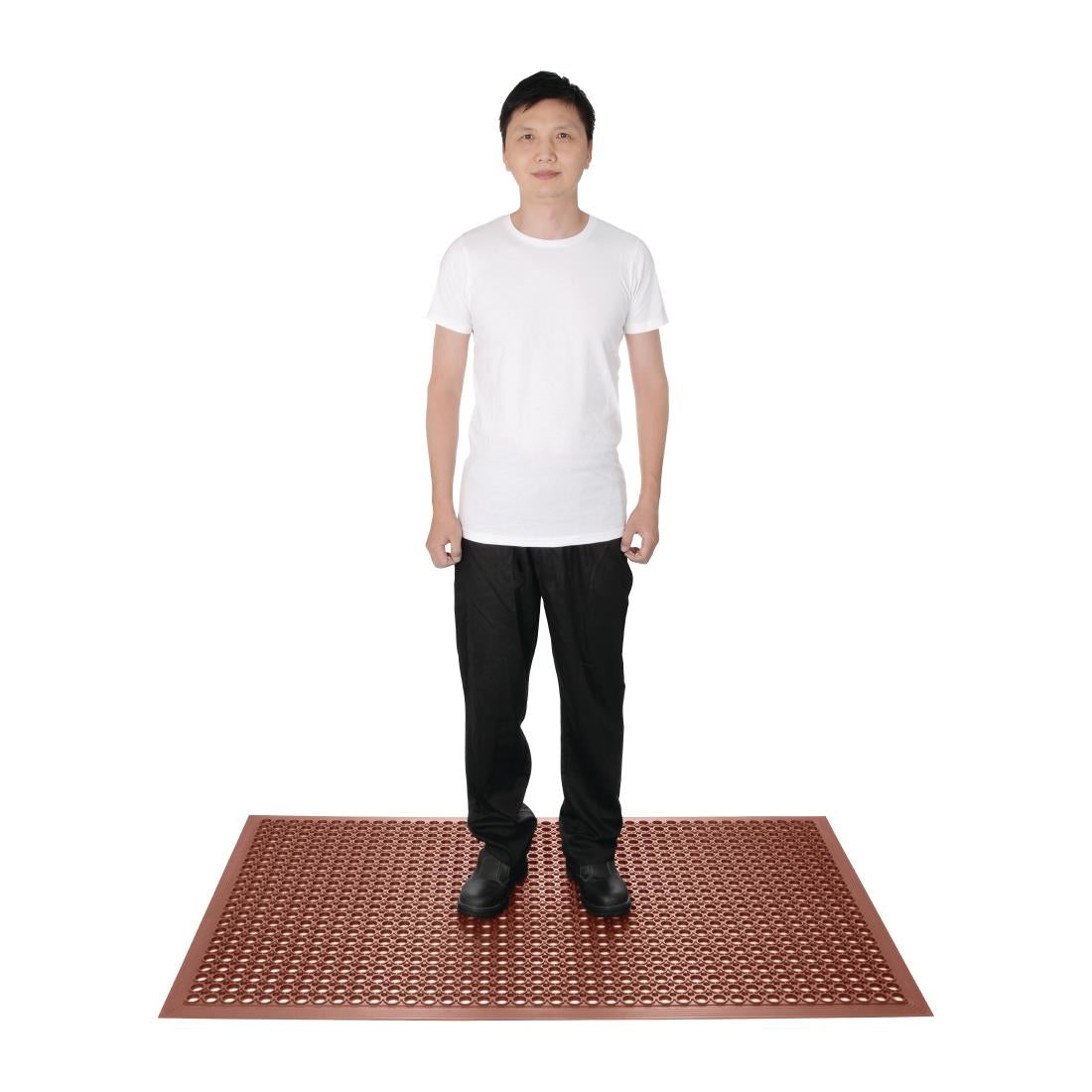 Jantex Rubber Grease-resistant Anti-Fatigue Mat Red - 1500 x 900mm - GF017