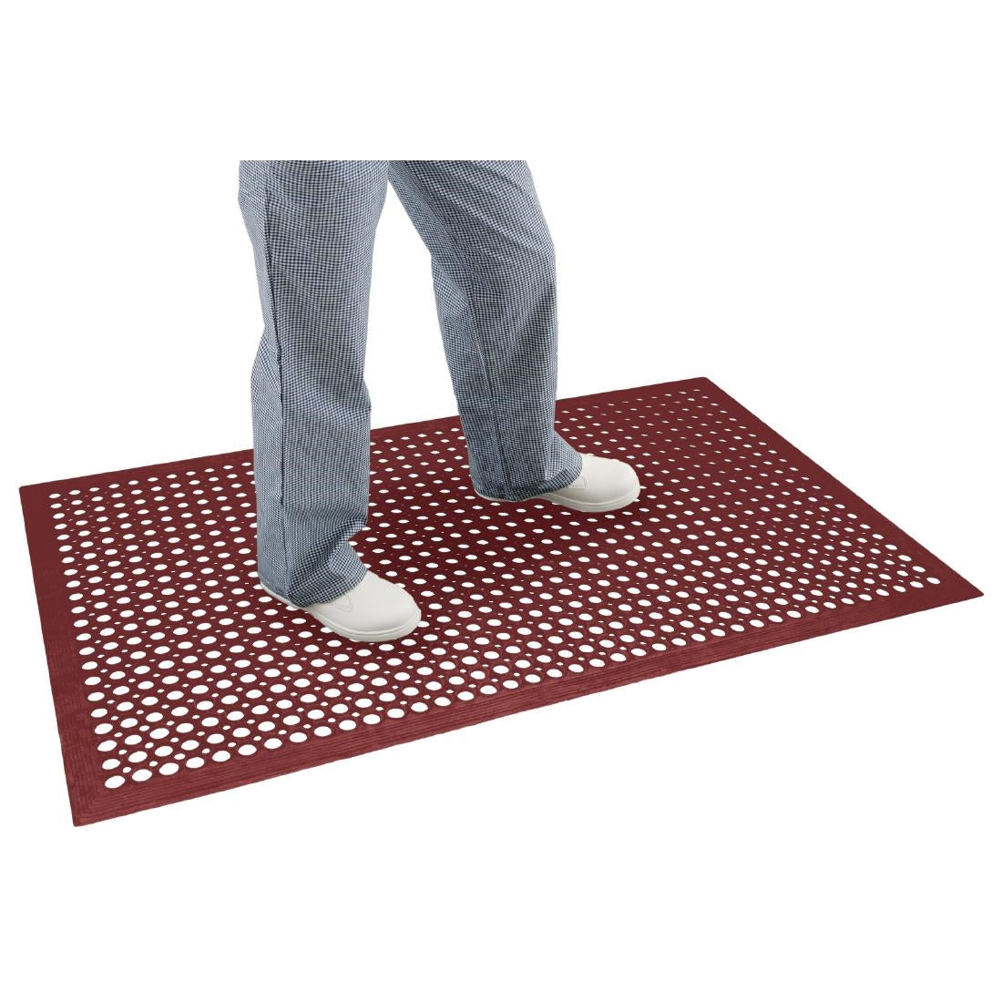 Jantex Rubber Grease-resistant Anti-Fatigue Mat Red - 1500 x 900mm - GF017