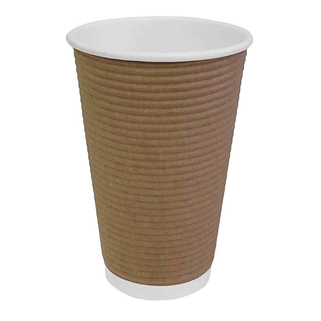 Fiesta Recyclable Takeaway Coffee Cups Ripple Wall Kraft 450ml (Pack of 25) - GF025