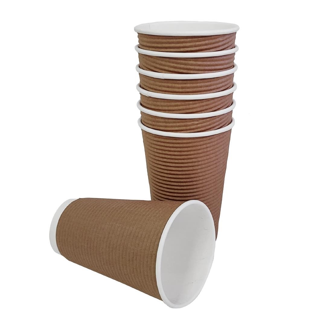 Fiesta Recyclable Takeaway Coffee Cups Ripple Wall Kraft 450ml (Pack of 25) - GF025