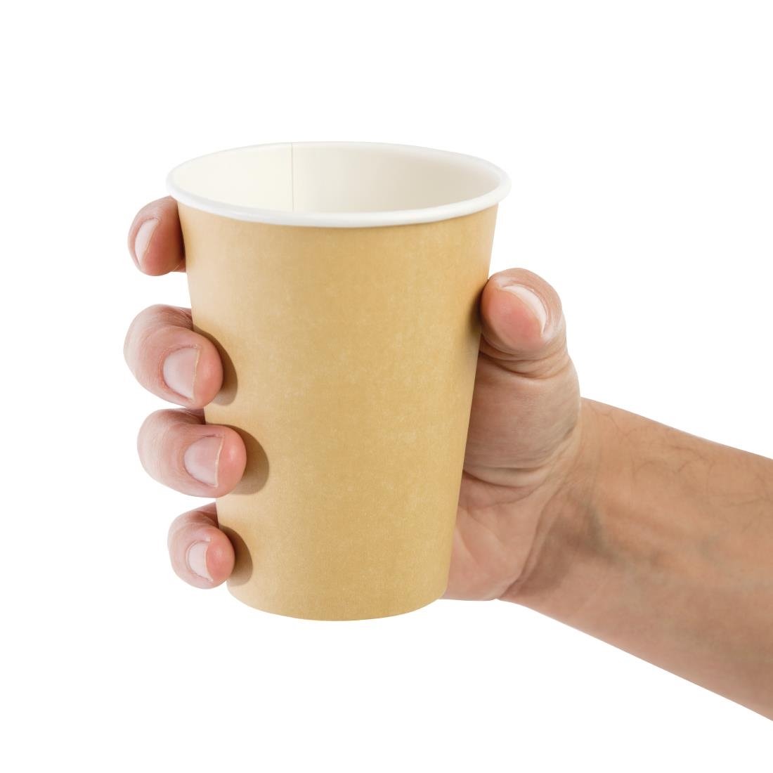 Fiesta Recyclable Takeaway Coffee Cups Single Wall Brown 340ml (Pack of 50) - GF033
