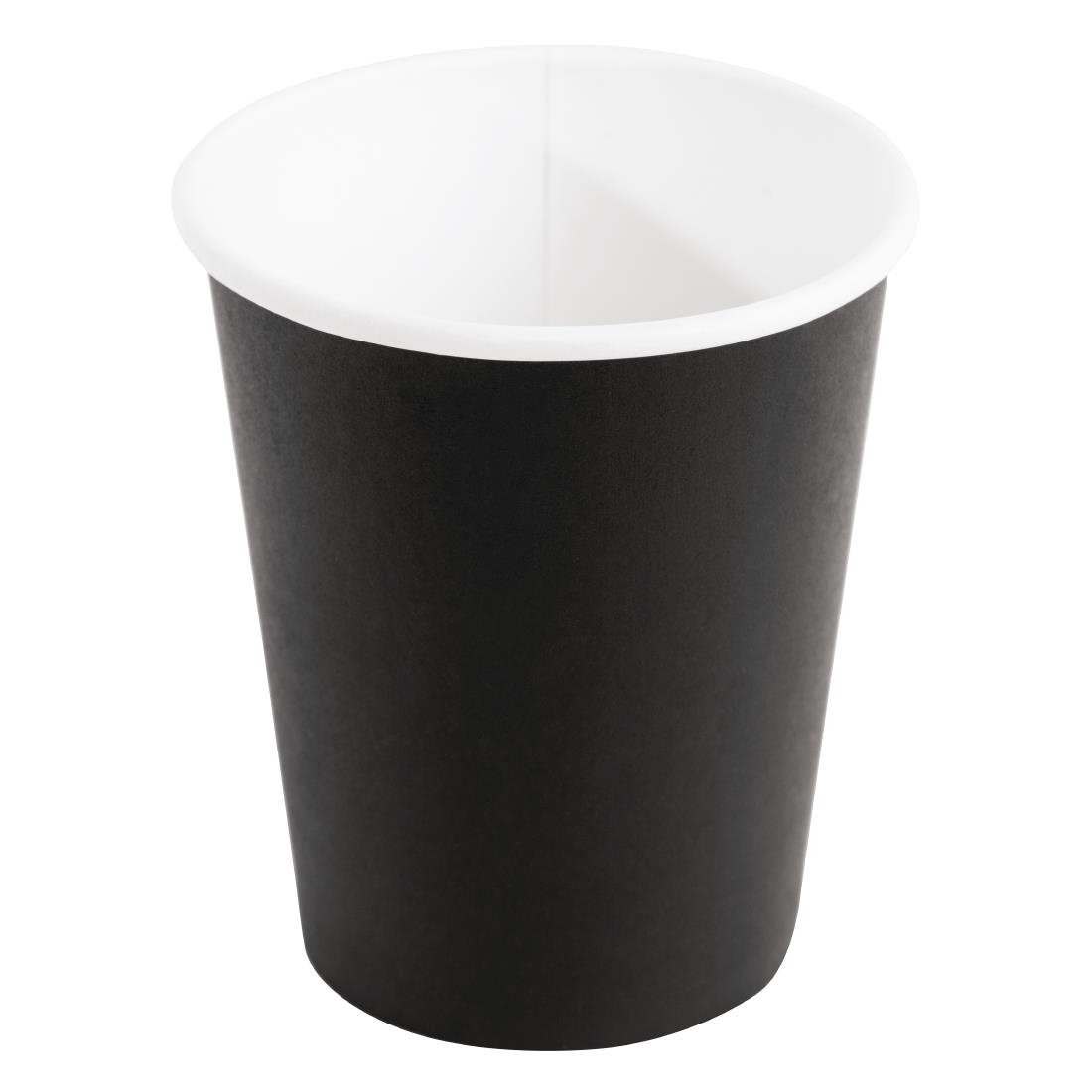 Fiesta Recyclable Takeaway Coffee Cups Single Wall Black 225ml (Pack of 50) - GF041