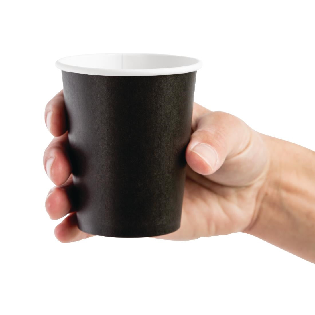 Fiesta Recyclable Takeaway Coffee Cups Single Wall Black 225ml (Pack of 1000) - GF040