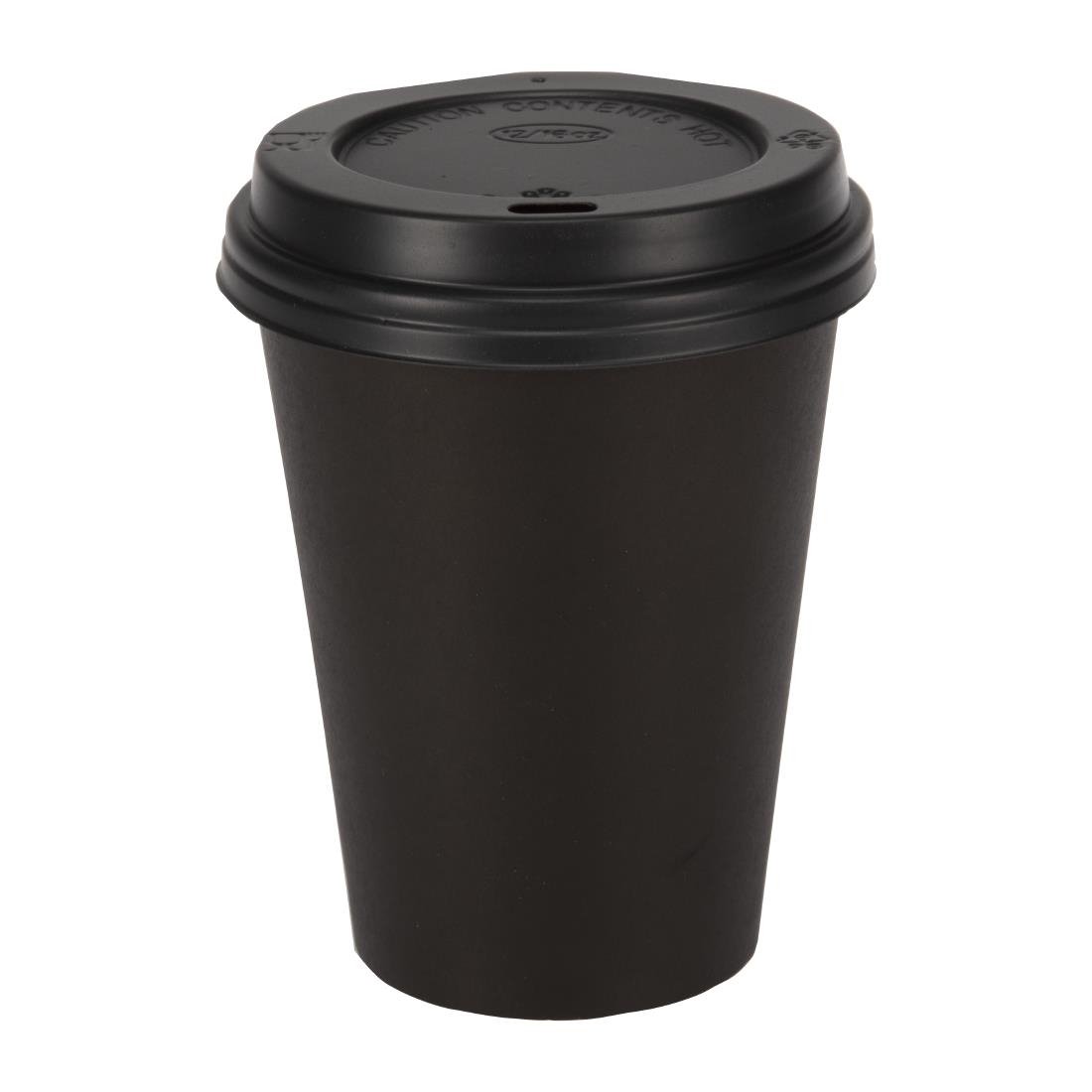 Fiesta Recyclable Takeaway Coffee Cups Single Wall Black 340ml (Pack of 50) - GF043