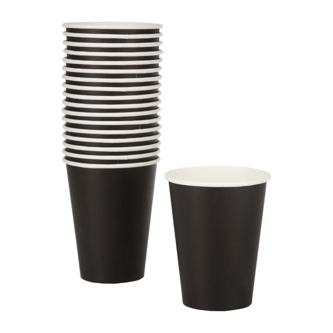 Fiesta Recyclable Takeaway Coffee Cups Single Wall Black 340ml (Pack of 50) - GF043