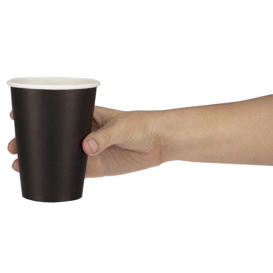 Fiesta Recyclable Takeaway Coffee Cups Single Wall Black 340ml (Pack of 50) - GF043