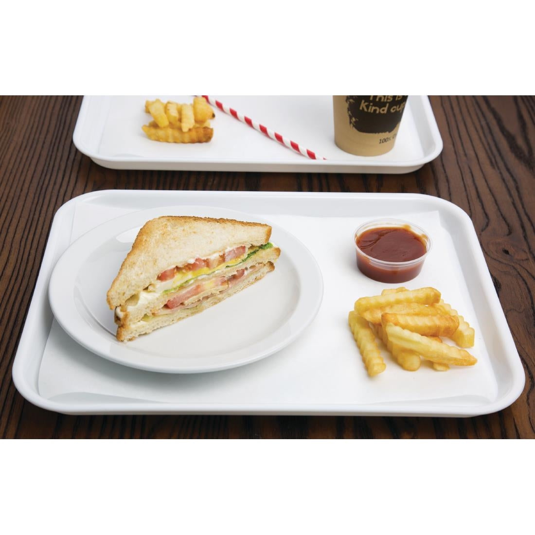 Olympia Kristallon Polypropylene Fast Food Tray White Small 345mm - GF995