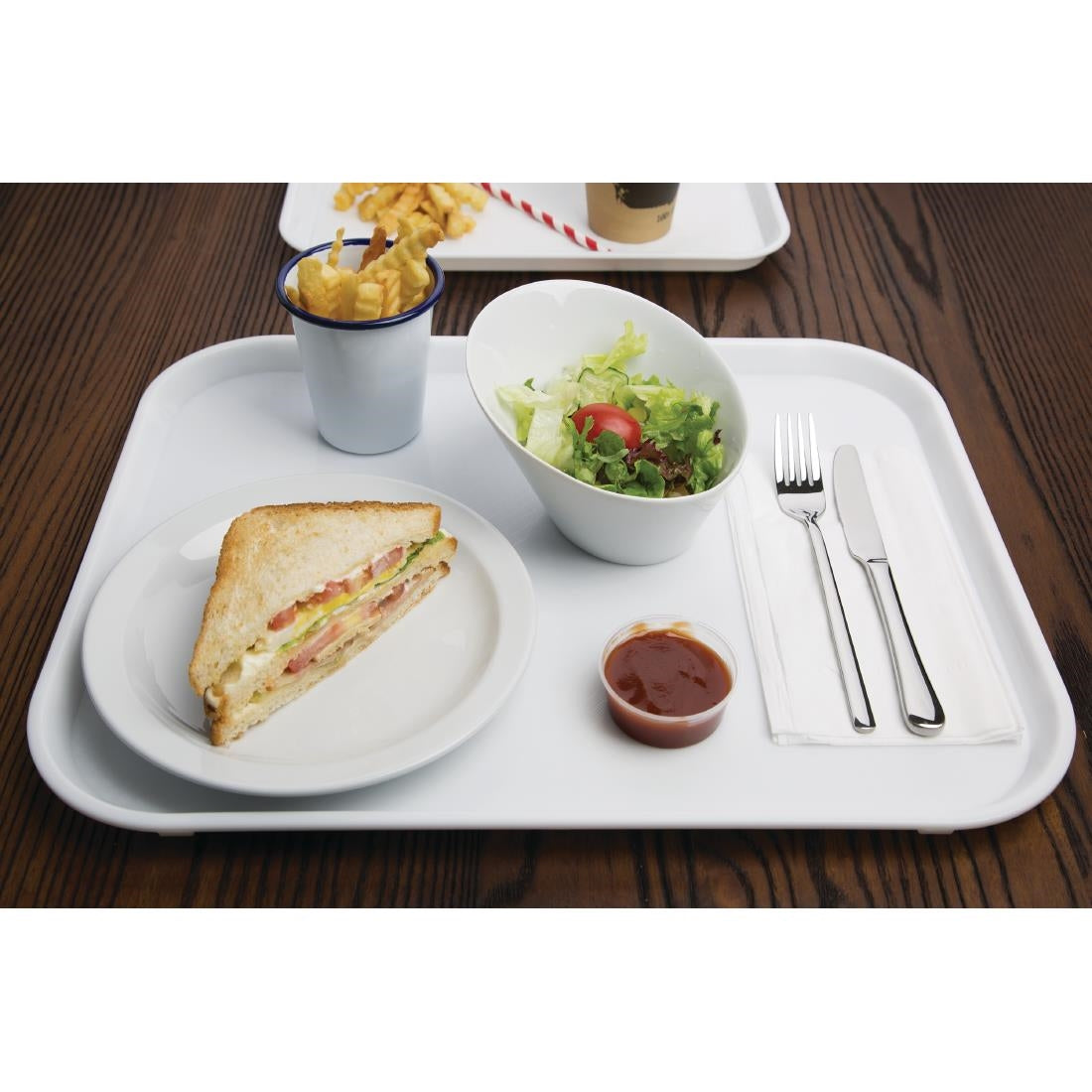 Olympia Kristallon Polypropylene Fast Food Tray White Large 450mm - GF997