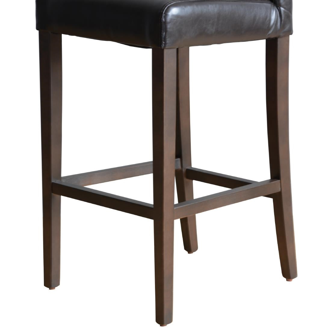 Bolero Dark Brown Faux Leather Wooden Bar Stool - GG652