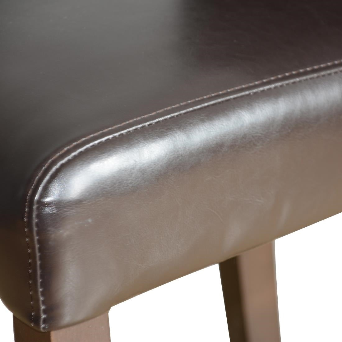Bolero Dark Brown Faux Leather Wooden Bar Stool - GG652