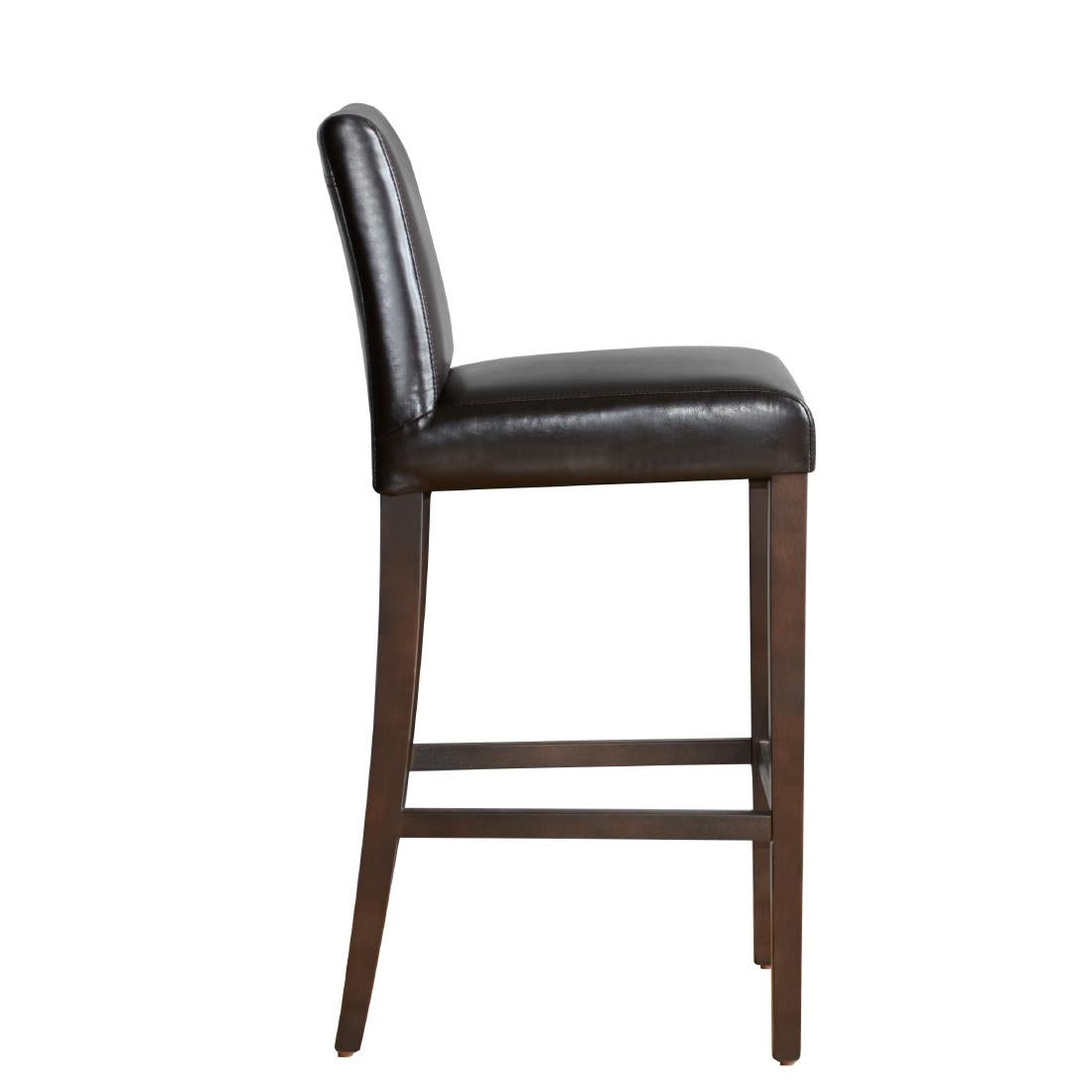 Bolero Dark Brown Faux Leather Wooden Bar Stool - GG652