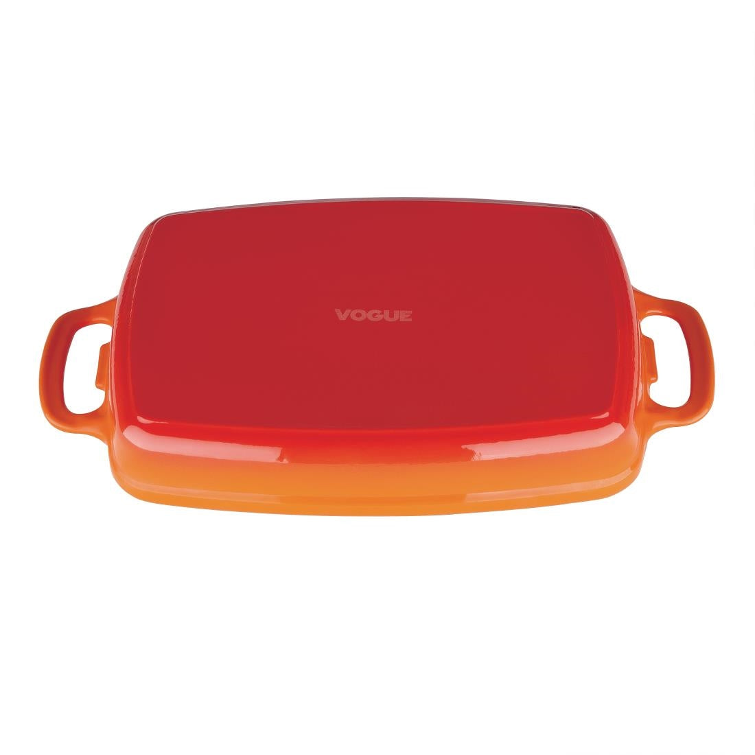 Vogue Orange Rectangular Cast Iron Dish 1.8Ltr - GH321