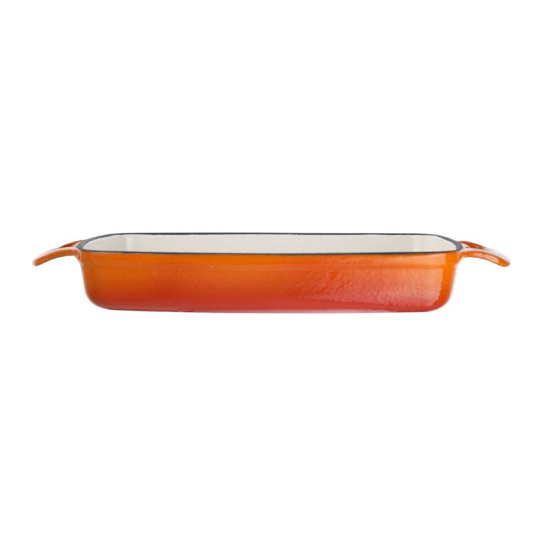 Vogue Orange Rectangular Cast Iron Dish 1.8Ltr - GH321