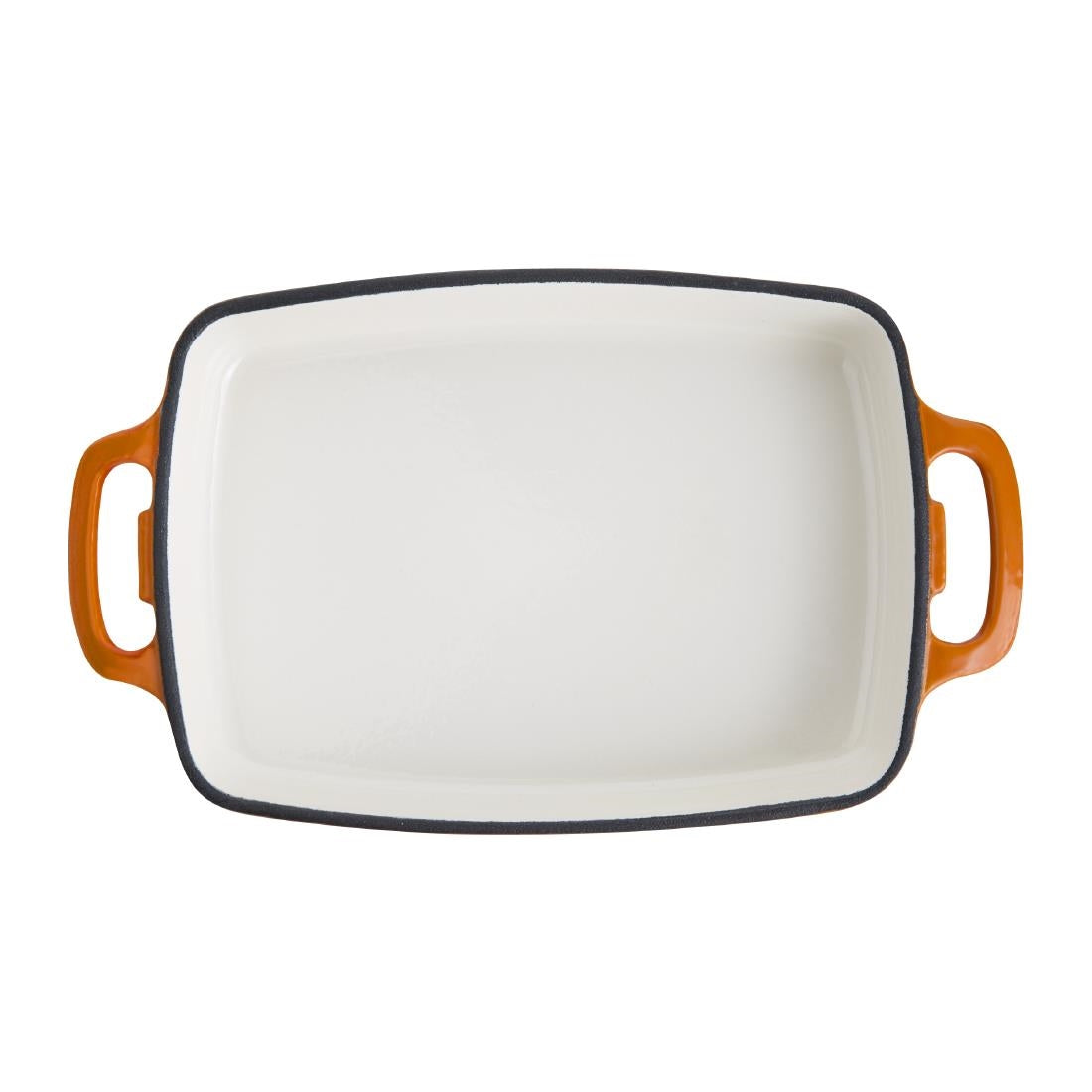Vogue Orange Rectangular Cast Iron Dish 1.8Ltr - GH321