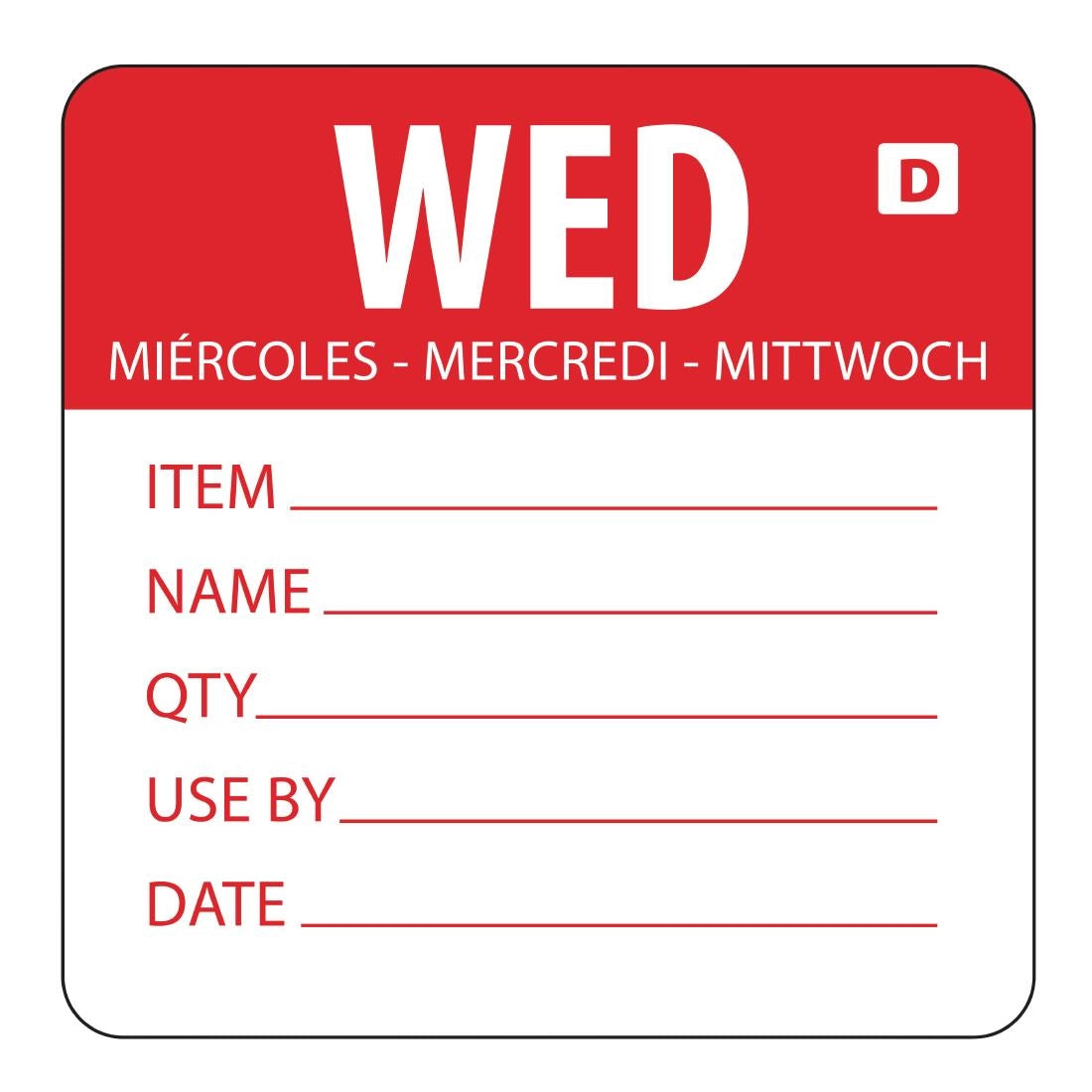 Vogue Dissolvable Day of the Week Labels Wednesday - GH353