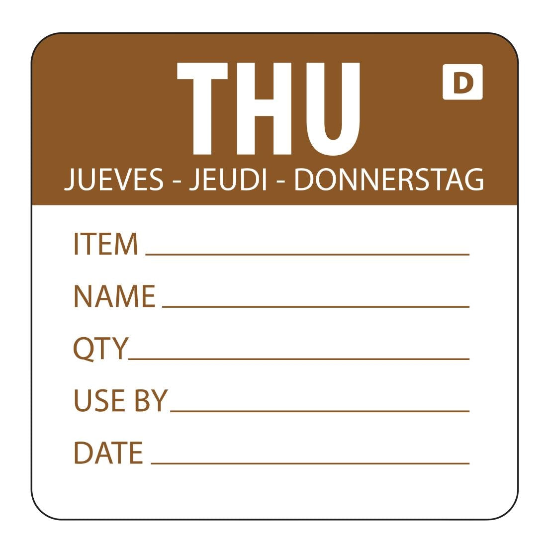 Vogue Dissolvable Day of the Week Labels Thursday - GH354