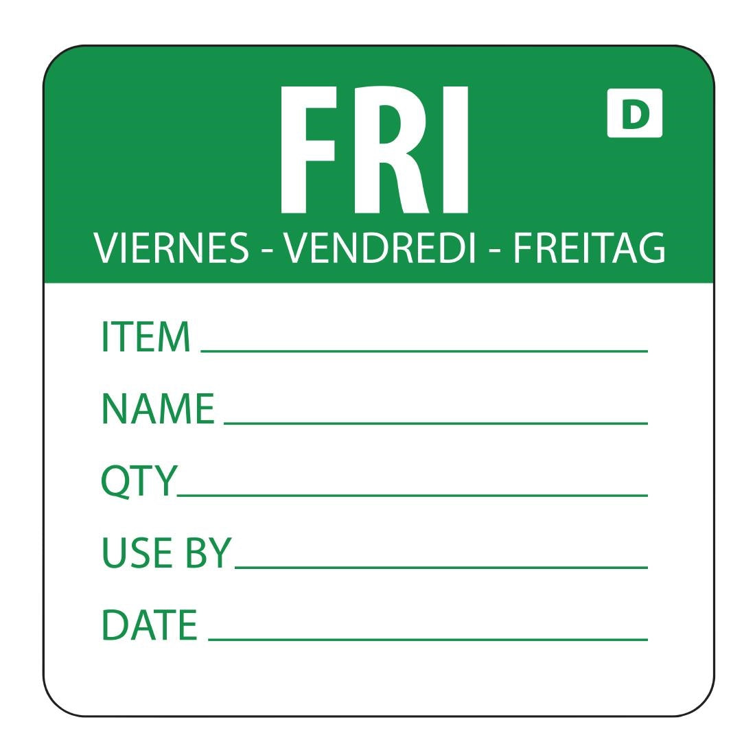 Vogue Dissolvable Day of the Week Labels Friday - GH355