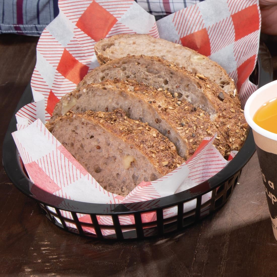 Olympia Oval Polypropylene Food Basket Black (6 Pack) - GH969