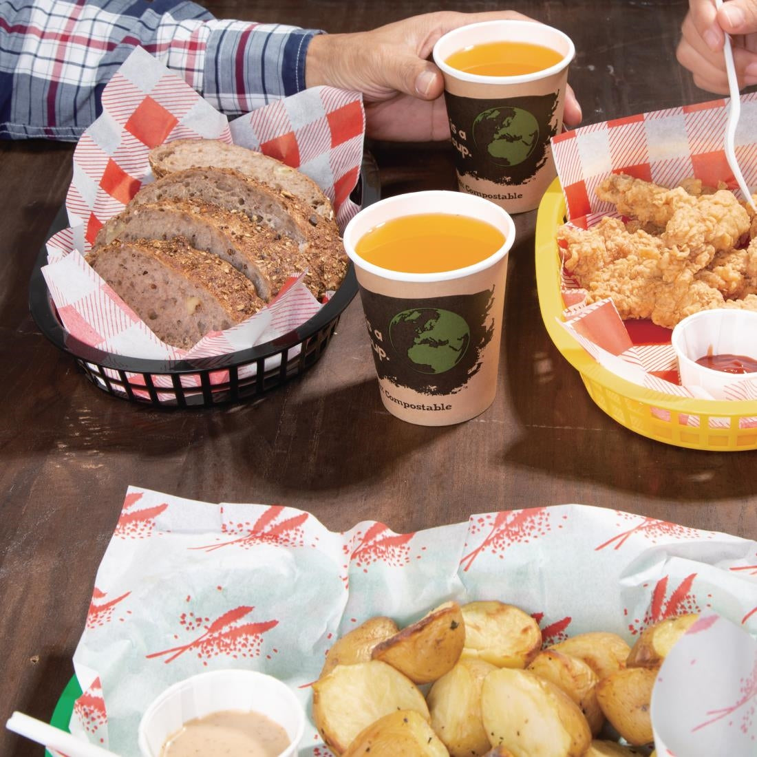 Olympia Oval Polypropylene Food Basket Black (6 Pack) - GH969