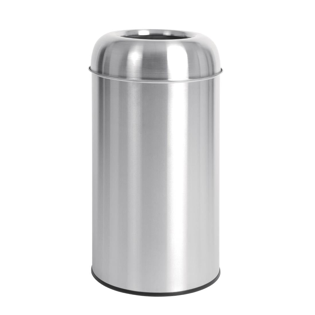 Bolero Stainless Steel Open Lid Bullet Bin Silver 40 Litre - GK972