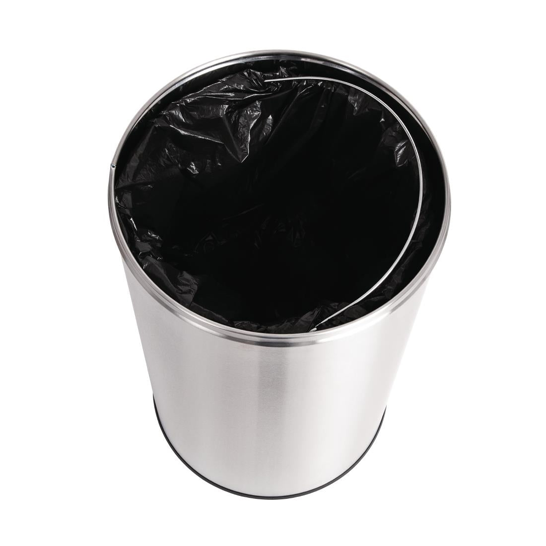 Bolero Stainless Steel Open Lid Bullet Bin Silver 40 Litre - GK972