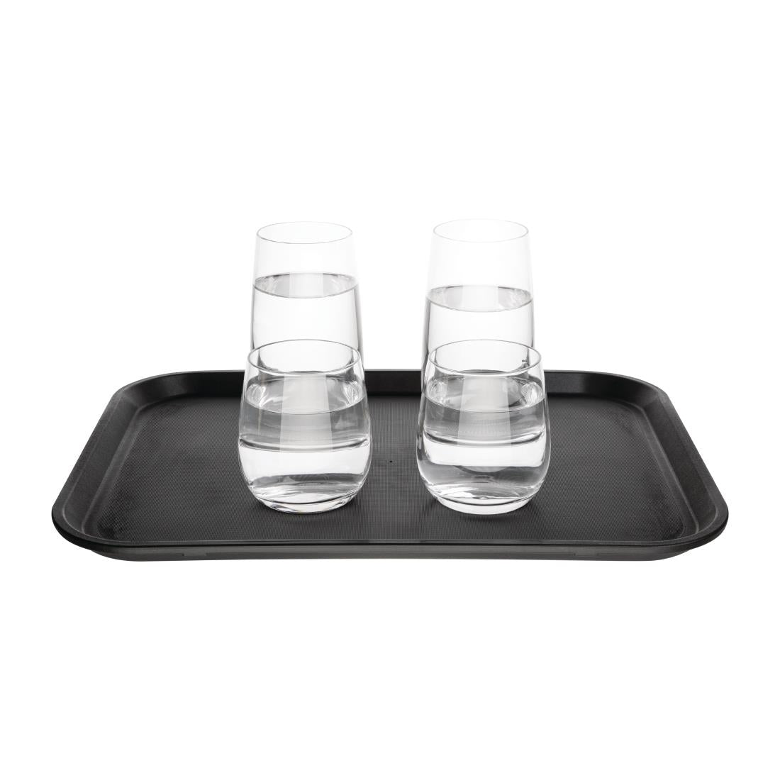 Olympia Kristallon Polypropylene Rectangular Non-Slip Tray Black 405mm - GM238