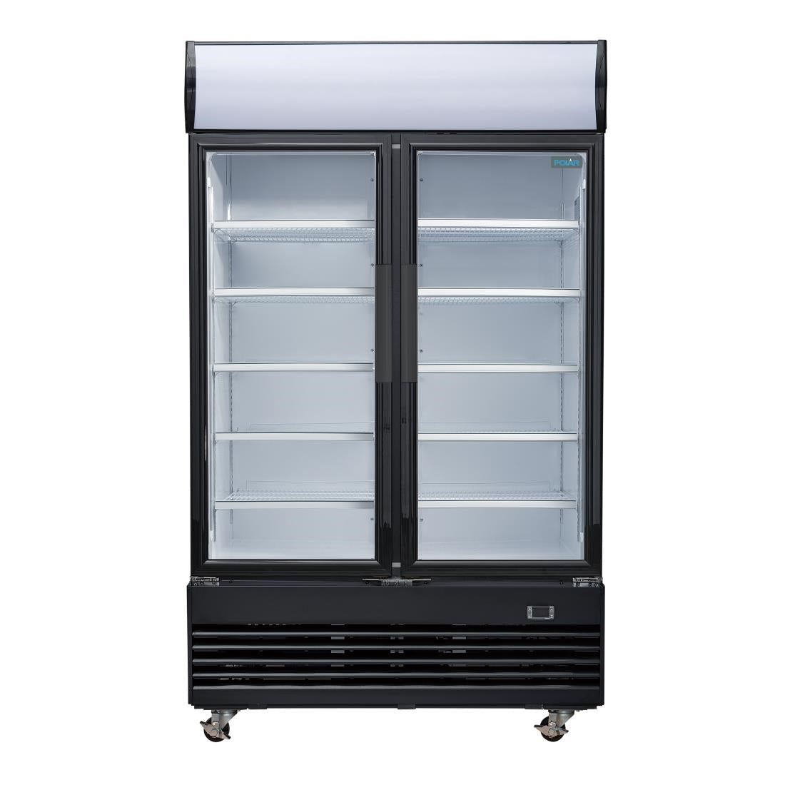 Polar G-Series Upright Hinged Door Display Cooler with Light Box 950Ltr Black - GM813-A