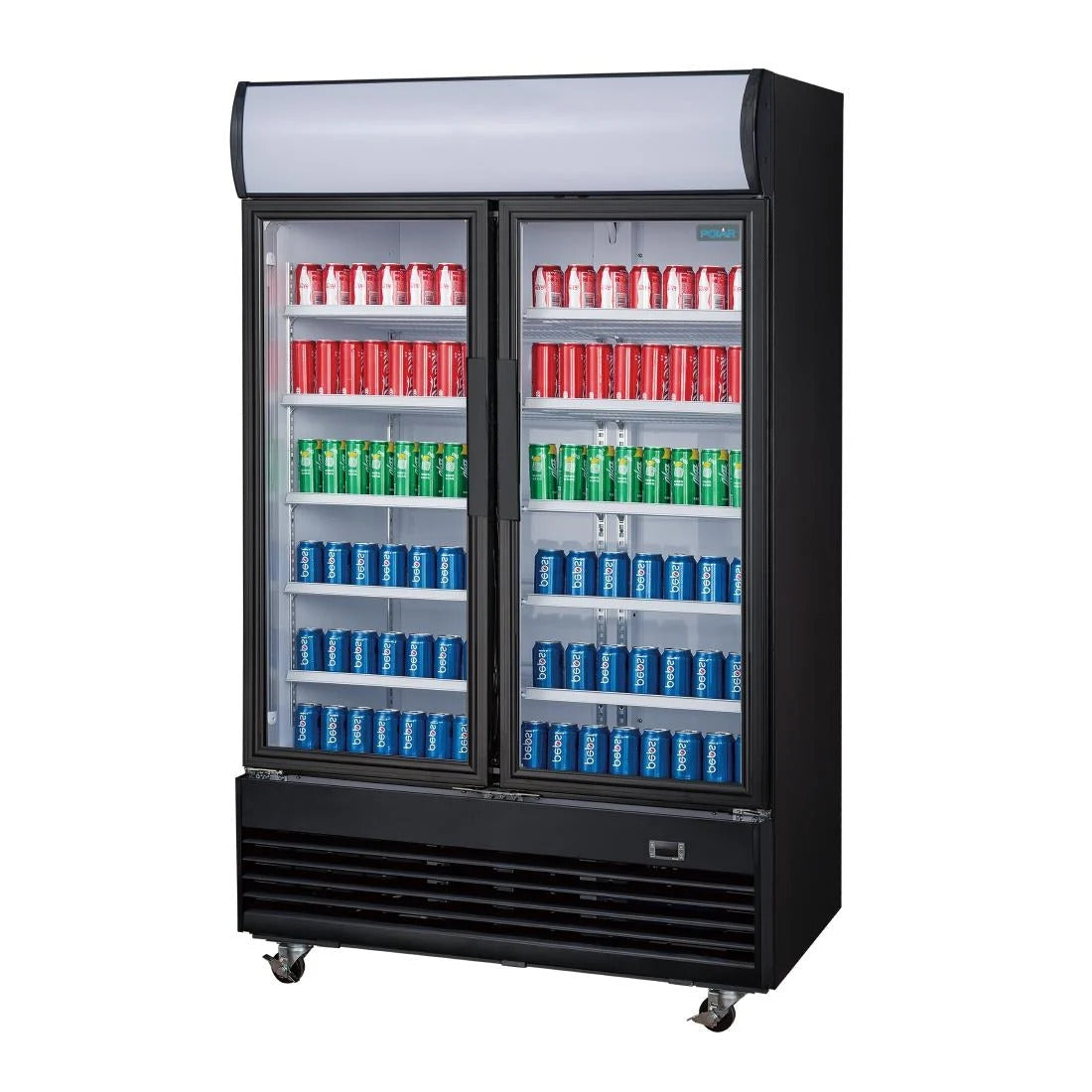 Polar G-Series Upright Hinged Door Display Cooler with Light Box 950Ltr Black - GM813-A