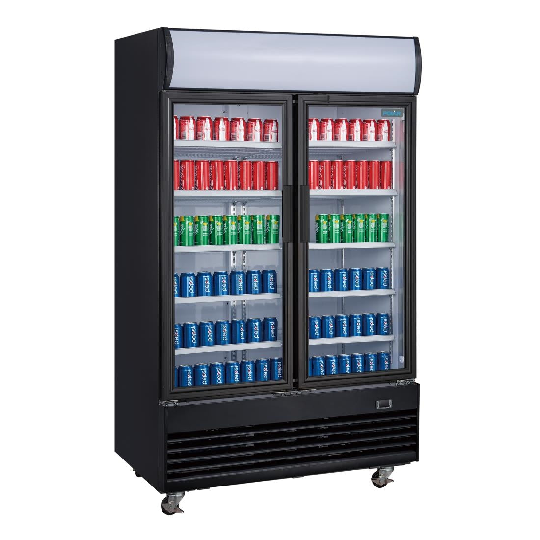 Polar G-Series Upright Hinged Door Display Cooler with Light Box 950Ltr Black - GM813-A