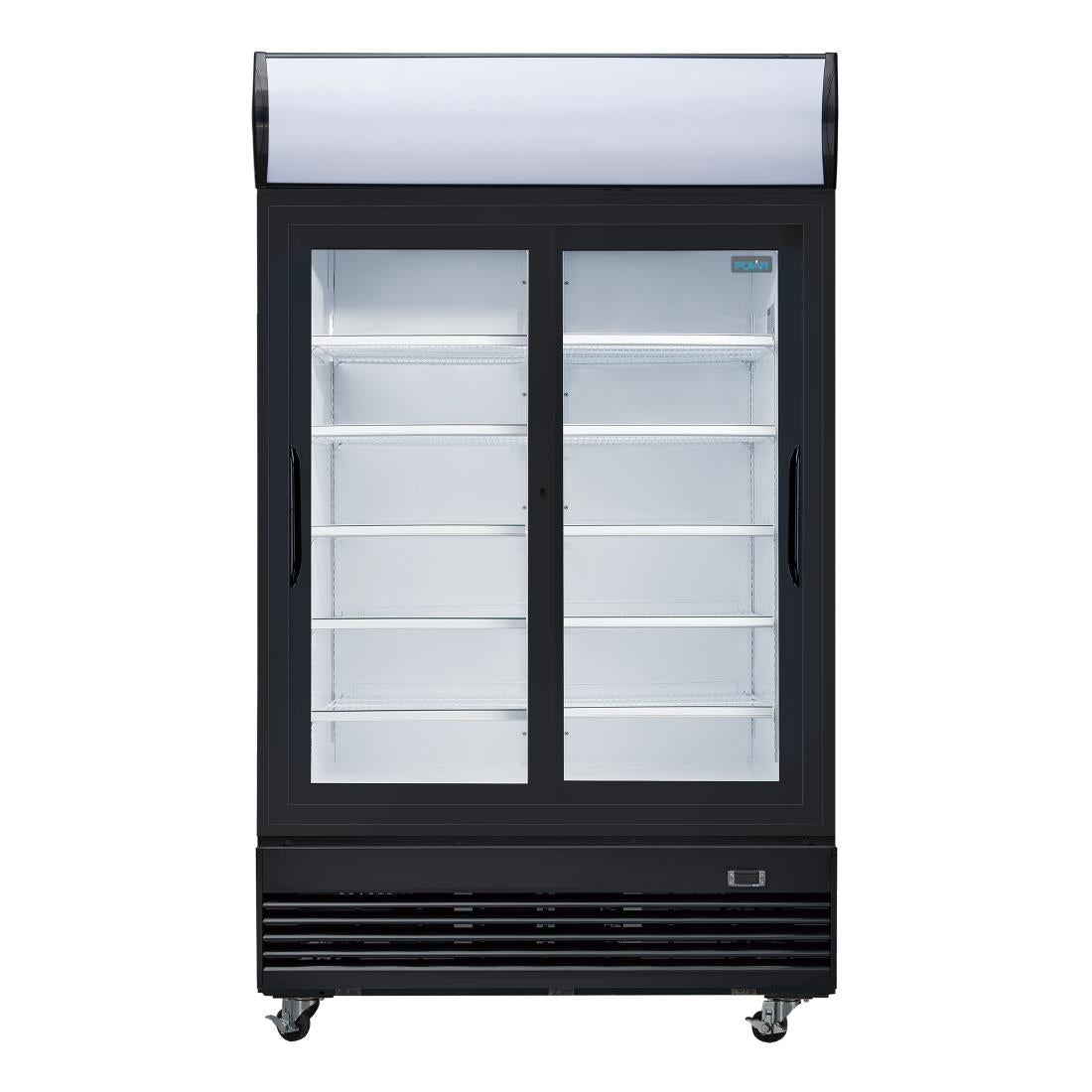 Polar G-Series Upright Sliding Door Display Cooler with Light Box 950Ltr Black - GM814-A
