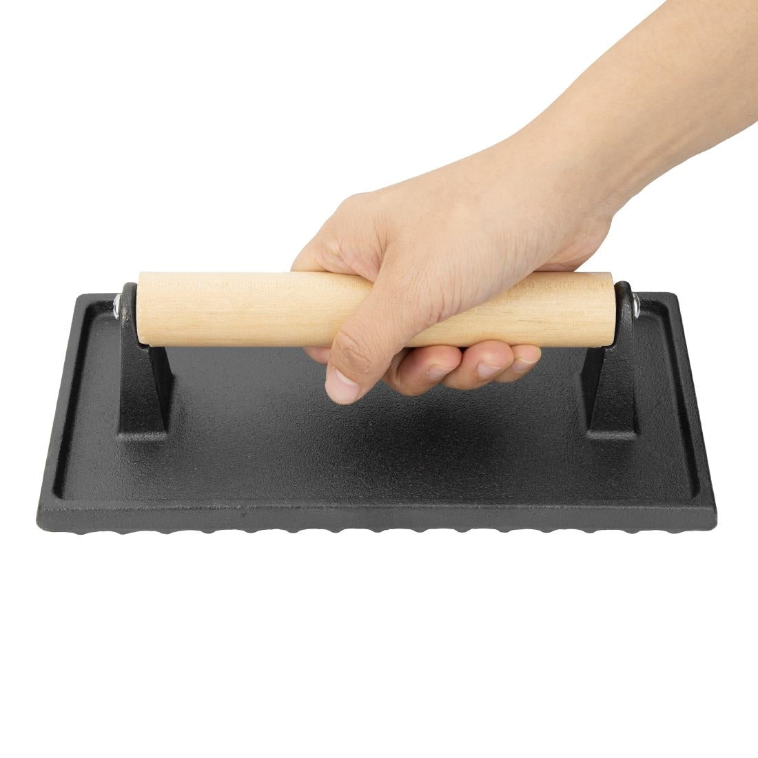 Vogue Cast Iron Steak Weight with Wood Handle - GN770