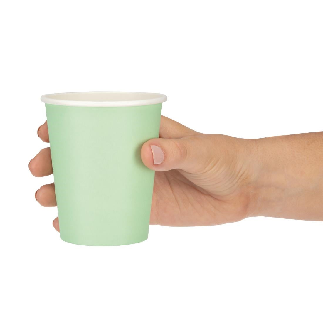 Fiesta Recyclable Takeaway Coffee Cups Single Wall Turquoise 225ml (Pack of 50) - GP400