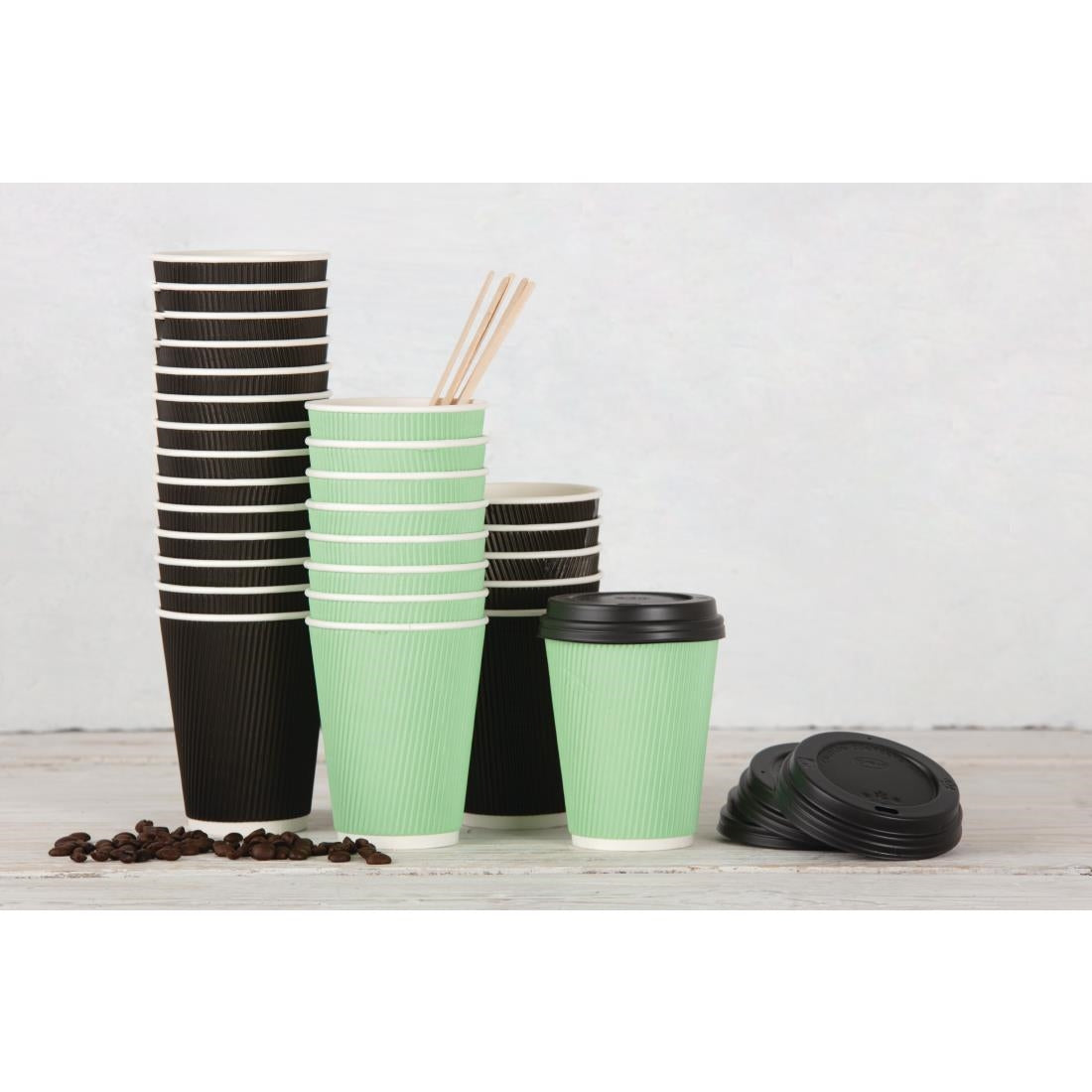 Fiesta Recyclable Coffee Cup Lids Black 340ml and 455ml (Pack of 1000) - CW718