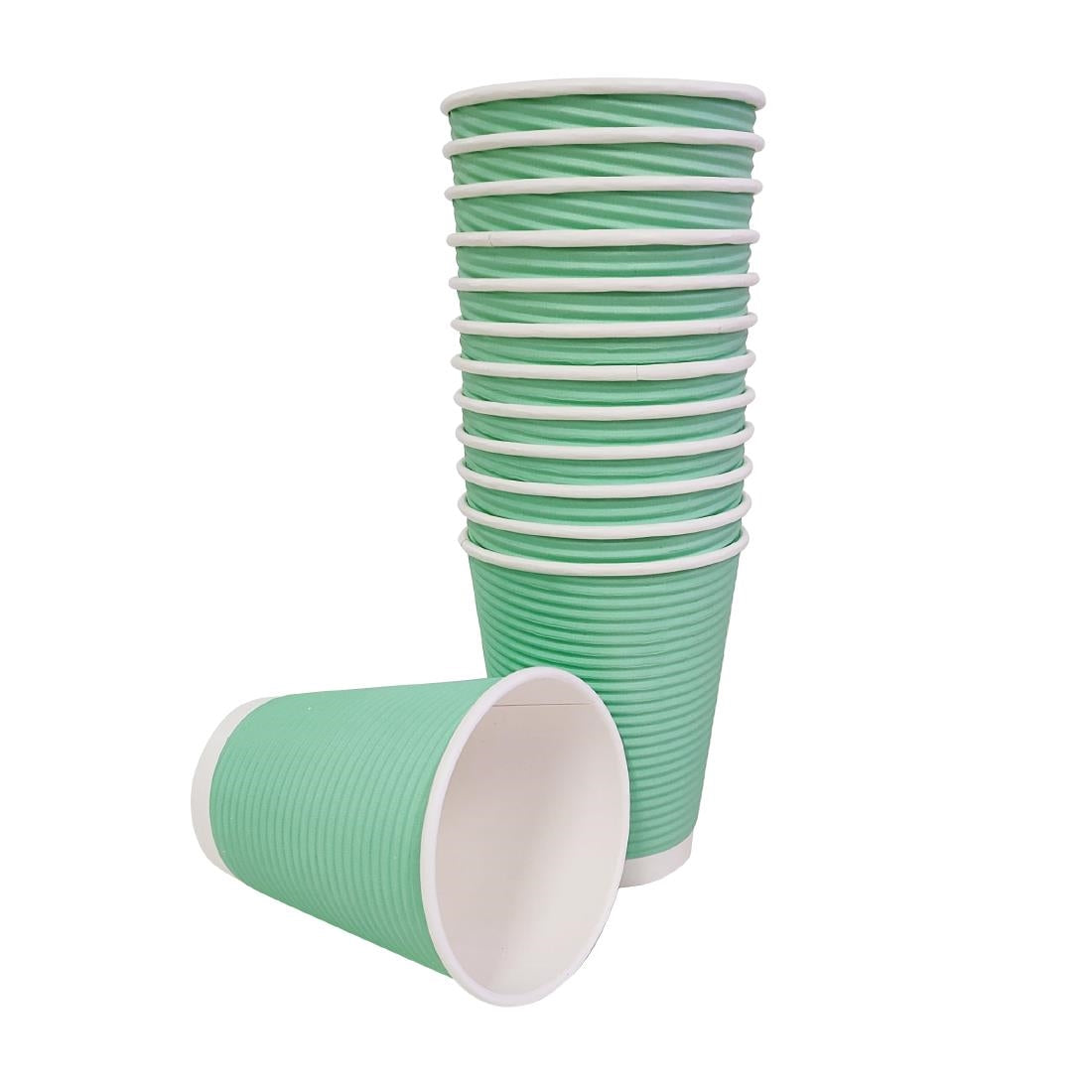 Fiesta Recyclable Takeaway Coffee Cups Ripple Wall Turquoise 225ml (Pack of 500) - GP421