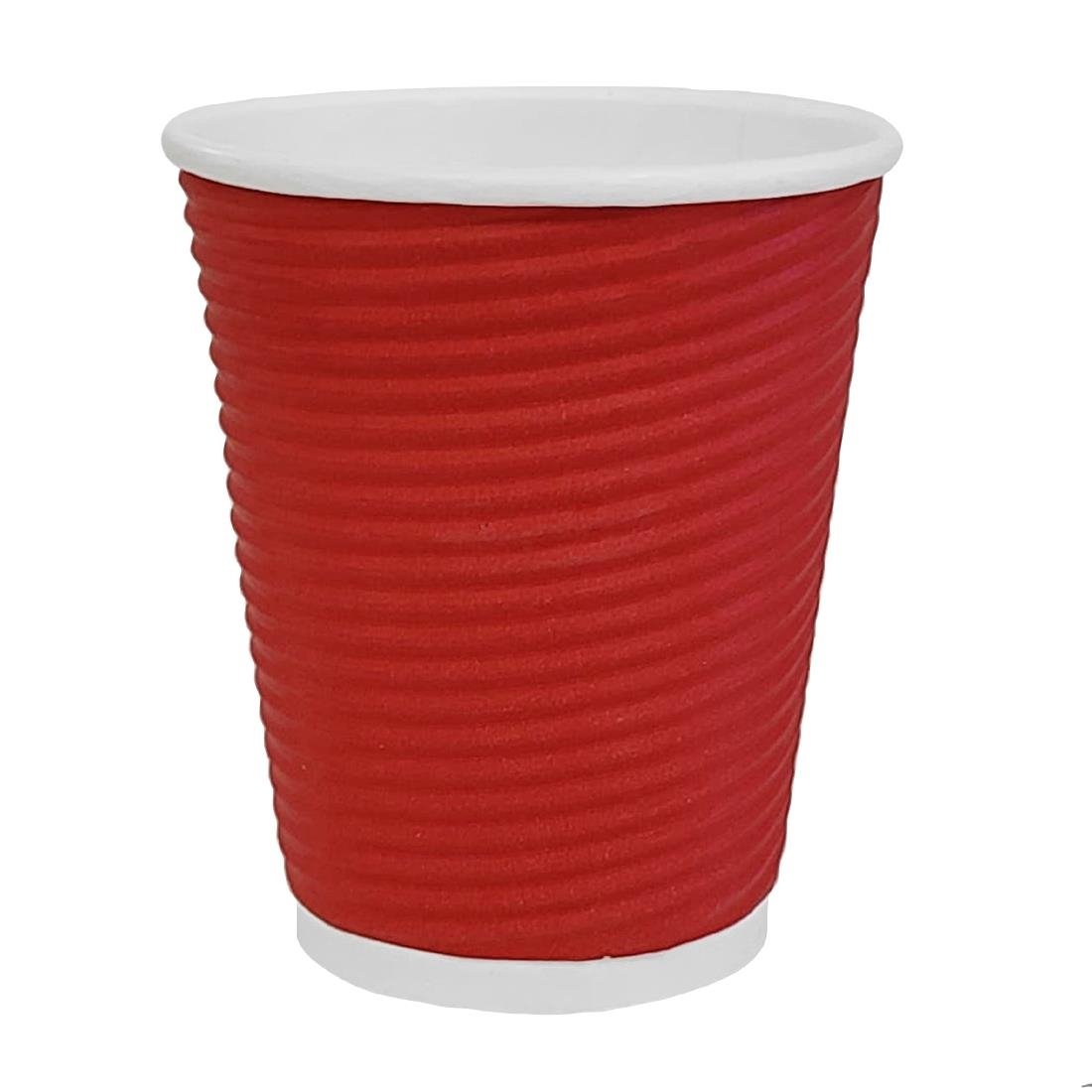 Fiesta Recyclable Takeaway Coffee Cups Ripple Wall Red 225ml (Pack of 500) - GP427