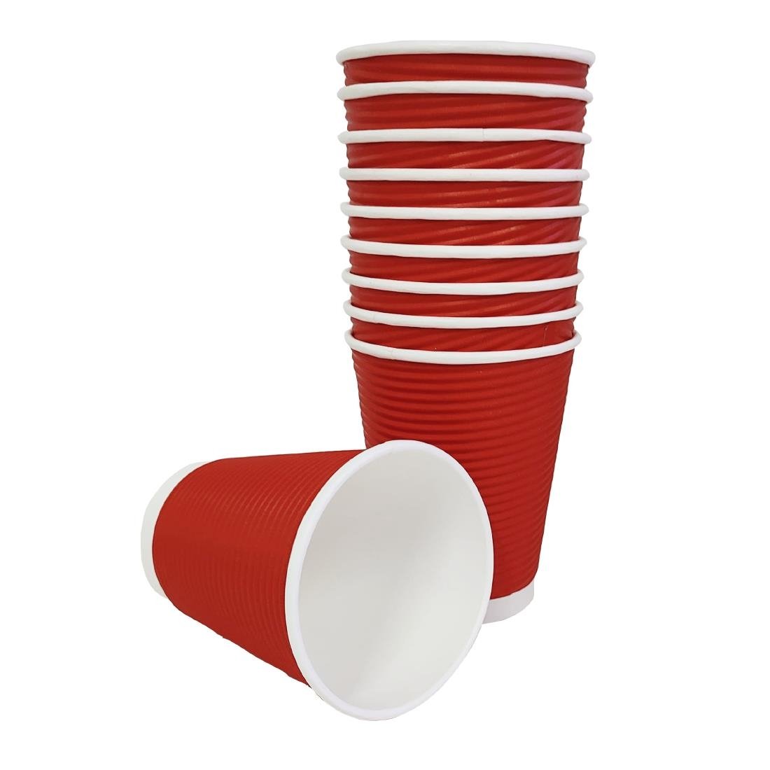 Fiesta Recyclable Takeaway Coffee Cups Ripple Wall Red 340ml (Pack of 500) - GP428