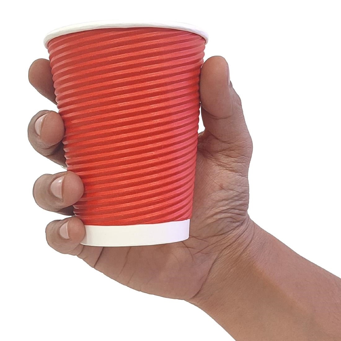 Fiesta Recyclable Takeaway Coffee Cups Ripple Wall Red 340ml (Pack of 25) - GP425