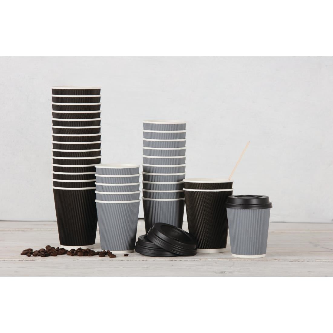 Fiesta Recyclable Coffee Cup Lids Black 225ml (Pack of 1000) - CW716