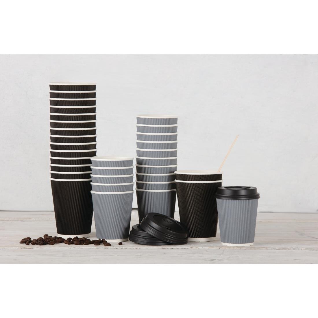 Fiesta Recyclable Coffee Cup Lids Black 340ml and 455ml (Pack of 1000) - CW718