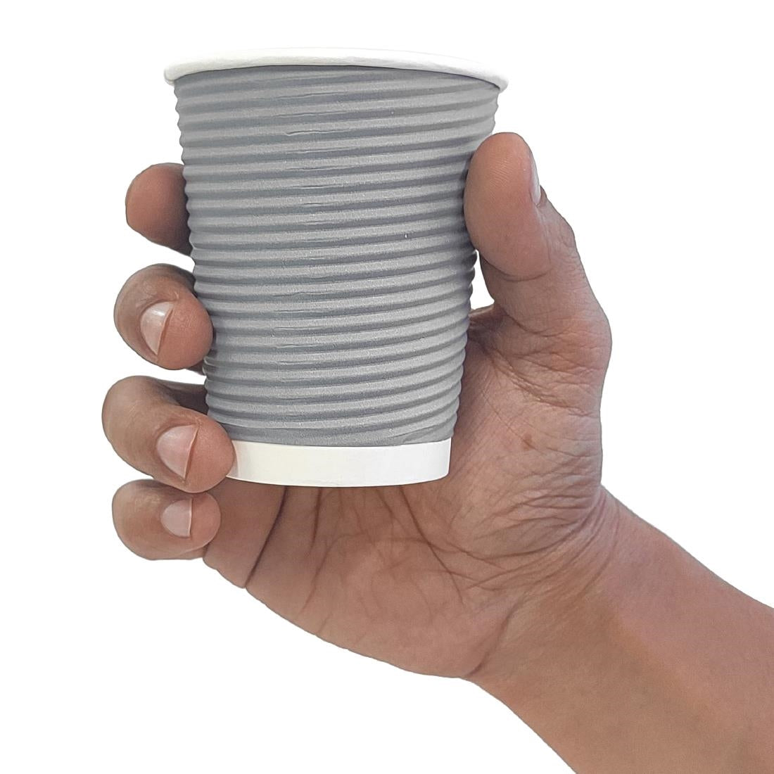 Fiesta Recyclable Takeaway Coffee Cups Ripple Wall Charcoal 225ml (Pack of 25) - GP430